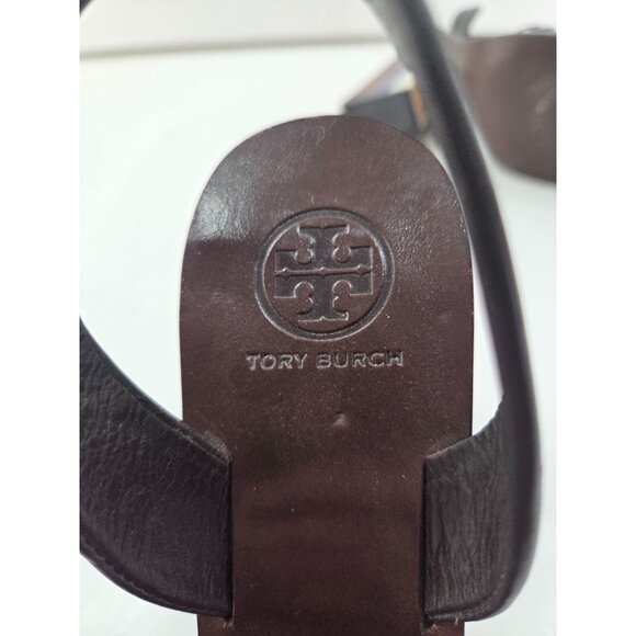 Tory Burch Emori Leather Open Toe Wooden Block Heel Slingback Size 6.5 - Picture 9 of 10